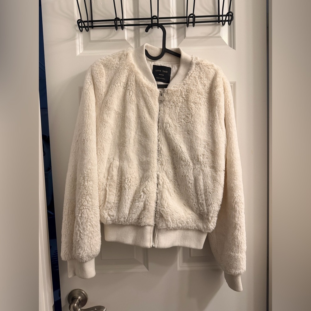 Love Tree Cream Faux Fur Jacket